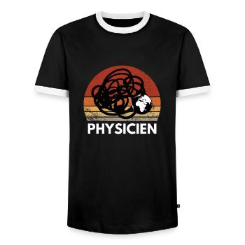 ASTROPHYSIQUE HUMOUR TERRE VINTAGE RÉTRO SUNSET - T-shirt contrasté Homme - noir/blanc - Devant - AI Model Female 172 light (172cm) & AI Model Male 178 light (178cm)