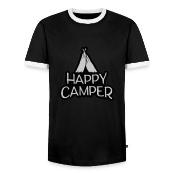 Tente extérieure Happy Camper - T-shirt contrasté Homme - noir/blanc - Devant - AI Model Female 172 light (172cm) & AI Model Male 178 light (178cm)