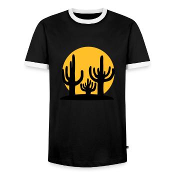 Silhouette Sun 3 Cacti - Men's Ringer Shirt - black/white - Front - AI Model Female 172 light (172cm) & AI Model Male 178 light (178cm)