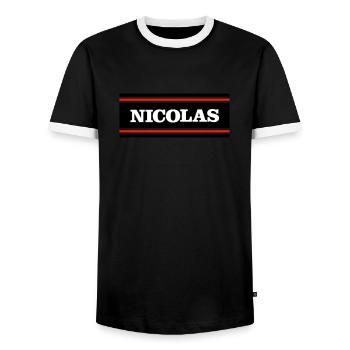 NICOLAS - T-shirt contrasté Homme - noir/blanc - Devant - AI Model Female 172 light (172cm) & AI Model Male 178 light (178cm)