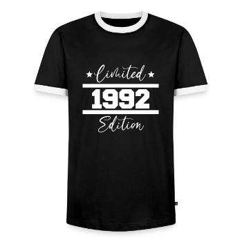 Limited Edition Geboren 1992 30. Geburtstag Idee - Männer Kontrast-T-Shirt - Schwarz/Weiß - Vorne - AI Model Female 172 light (172cm) & AI Model Male 178 light (178cm)