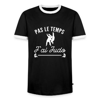 pas le temps j ai judo / humour judoka - T-shirt contrasté Homme - noir/blanc - Devant - AI Model Female 172 light (172cm) & AI Model Male 178 light (178cm)