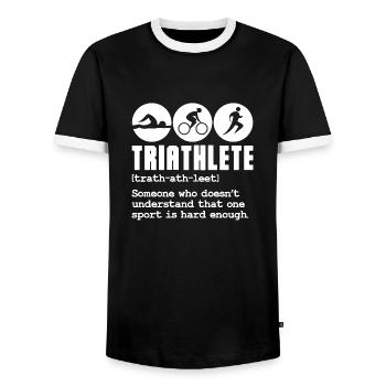 triathlète un sport n’est pas assez difficile Design - T-shirt contrasté Homme - noir/blanc - Devant - AI Model Female 172 light (172cm) & AI Model Male 178 light (178cm)