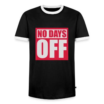 no days off quote - Men's Ringer Shirt - black/white - Front - AI Model Female 172 light (172cm) & AI Model Male 178 light (178cm)
