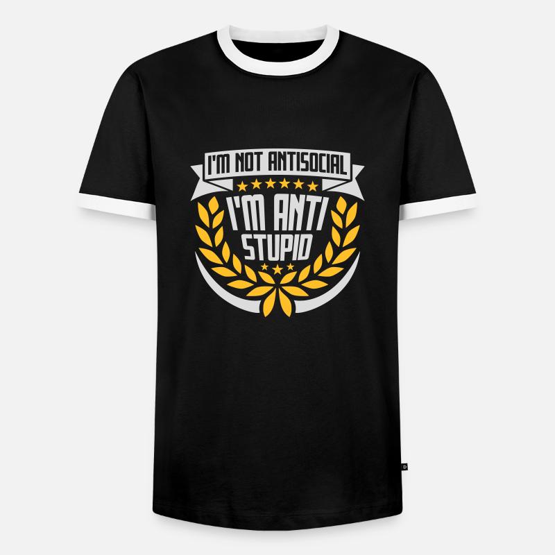 not antisocial anti stupid - Männer Kontrast-T-Shirt - Schwarz/Weiß