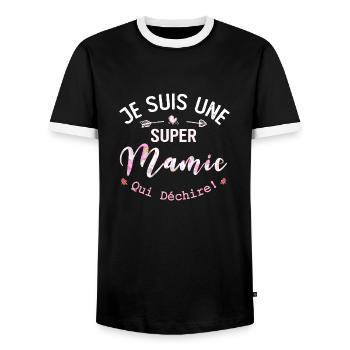 Je Suis Une Mamie Qui Déchire - T-shirt contrasté Homme - noir/blanc - Devant - AI Model Female 172 light (172cm) & AI Model Male 178 light (178cm)