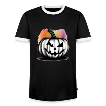 Halloween Spooky Pumpkin Lantern 19 - T-shirt contrasté Homme - noir/blanc - Devant - AI Model Female 172 light (172cm) & AI Model Male 178 light (178cm)