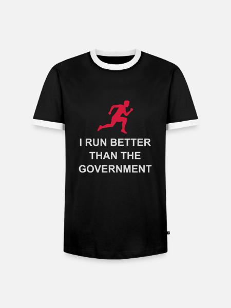 run better than government - Men's Ringer Shirt - black/white