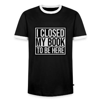 J’ai fermé mon livre - T-shirt contrasté Homme - noir/blanc - Devant - AI Model Female 172 light (172cm) & AI Model Male 178 light (178cm)
