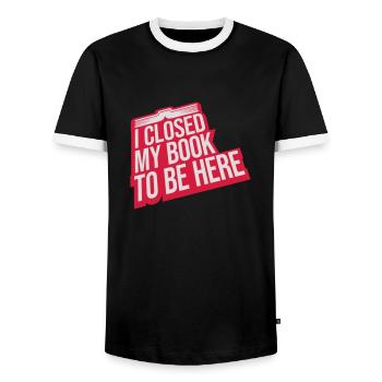 J’ai fermé mon livre - T-shirt contrasté Homme - noir/blanc - Devant - AI Model Female 172 light (172cm) & AI Model Male 178 light (178cm)