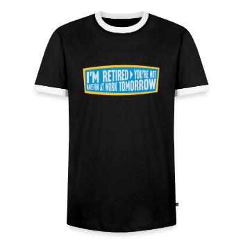Amusez-vous au travail - T-shirt contrasté Homme - noir/blanc - Devant - AI Model Female 172 light (172cm) & AI Model Male 178 light (178cm)