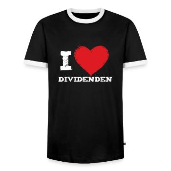 Ich liebe Dividenden - Männer Kontrast-T-Shirt - Schwarz/Weiß - Vorne - AI Model Female 172 light (172cm) & AI Model Male 178 light (178cm)