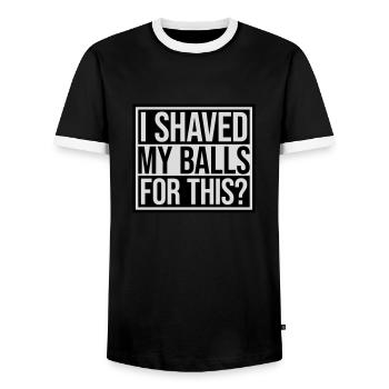 Je me suis rasé les couilles - T-shirt contrasté Homme - noir/blanc - Devant - AI Model Female 172 light (172cm) & AI Model Male 178 light (178cm)