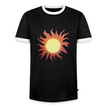 Sun Summer Watercolor Nature Beach Sky 07 - Men's Ringer Shirt - black/white - Front - AI Model Female 172 light (172cm) & AI Model Male 178 light (178cm)