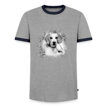 harrier,hund,beagle,graffiti,malerei - Männer Kontrast-T-Shirt - Grau/Navy  - Vorne - AI Model Female 172 light (172cm) & AI Model Male 178 light (178cm)