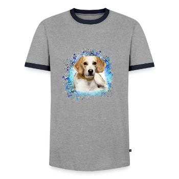 harrier,hund,beagle,graffiti,malerei - Männer Kontrast-T-Shirt - Grau/Navy  - Vorne - AI Model Female 172 light (172cm) & AI Model Male 178 light (178cm)