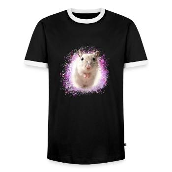 Jumping mouse,mouse,graffiti,painting,shrew - Men's Ringer Shirt - black/white - Front - AI Model Female 172 light (172cm) & AI Model Male 178 light (178cm)