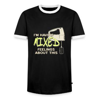 J’ai des sentiments mitigés à propos de cette cuisson rétro - T-shirt contrasté Homme - noir/blanc - Devant - AI Model Female 172 light (172cm) & AI Model Male 178 light (178cm)