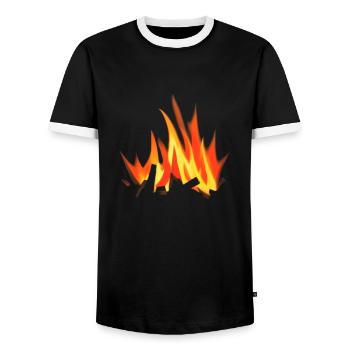 Feu de camp Camping Nature Feu de forêt Extérieur Tente 7 - T-shirt contrasté Homme - noir/blanc - Devant - AI Model Female 172 light (172cm) & AI Model Male 178 light (178cm)