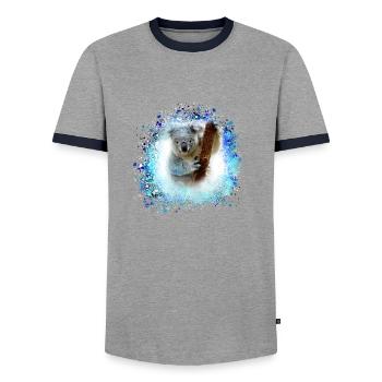 koala ,blue,graffiti,painting,koala bear, brush - Men's Ringer Shirt - grey/navy  - Front - AI Model Female 172 light (172cm) & AI Model Male 178 light (178cm)