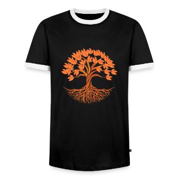 PEACE LOVE TREE - Men's Ringer Shirt - black/white - Front - AI Model Female 172 light (172cm) & AI Model Male 178 light (178cm)