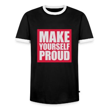 make yourself proud Zitat - Männer Kontrast-T-Shirt - Schwarz/Weiß - Vorne - AI Model Female 172 light (172cm) & AI Model Male 178 light (178cm)