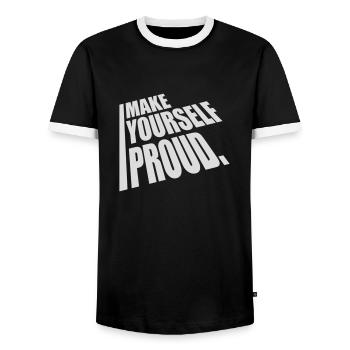 make yourself proud Zitat - Männer Kontrast-T-Shirt - Schwarz/Weiß - Vorne - AI Model Female 172 light (172cm) & AI Model Male 178 light (178cm)