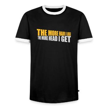 I get more head - Men's Ringer Shirt - black/white - Front - AI Model Female 172 light (172cm) & AI Model Male 178 light (178cm)