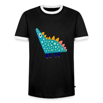 Mignon dinosaure Dino cadeau enfants et bébés - T-shirt contrasté Homme - noir/blanc - Devant - AI Model Female 172 light (172cm) & AI Model Male 178 light (178cm)
