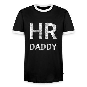 Human Resources HR Daddy - Men's Ringer Shirt - black/white - Front - AI Model Female 172 light (172cm) & AI Model Male 178 light (178cm)