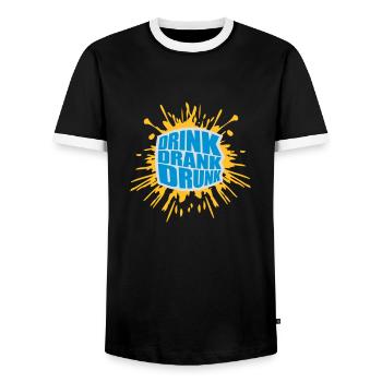 drink drank drunk Zitat - Männer Kontrast-T-Shirt - Schwarz/Weiß - Vorne - AI Model Female 172 light (172cm) & AI Model Male 178 light (178cm)