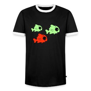 Pisces - Men's Ringer Shirt - black/white - Front - AI Model Female 172 light (172cm) & AI Model Male 178 light (178cm)
