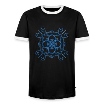 Mandala style - Blue - Men's Ringer Shirt - black/white - Front - AI Model Female 172 light (172cm) & AI Model Male 178 light (178cm)