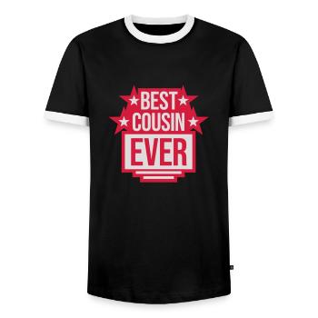 best cousin ever Zitat - Männer Kontrast-T-Shirt - Schwarz/Weiß - Vorne - AI Model Female 172 light (172cm) & AI Model Male 178 light (178cm)