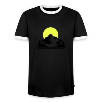 Mountains - Men's Ringer Shirt - black/white - Front - AI Model Female 172 light (172cm) & AI Model Male 178 light (178cm)