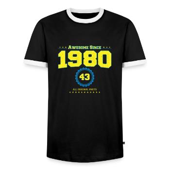 Awesome 1980 Shirt für Männer Frauen 43 Jahre alt 43. - Männer Kontrast-T-Shirt - Schwarz/Weiß - Vorne - AI Model Female 172 light (172cm) & AI Model Male 178 light (178cm)