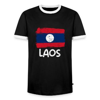 Laos Lao Laotian Girl Dress Lao I Gift - Men's Ringer Shirt - black/white - Front - AI Model Female 172 light (172cm) & AI Model Male 178 light (178cm)