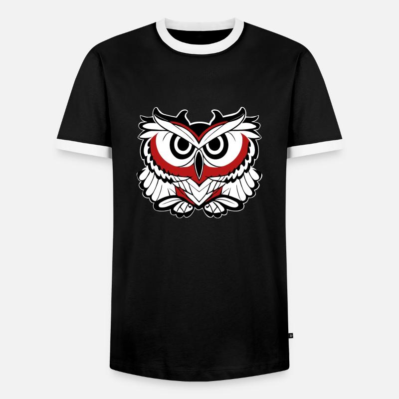 Eule - Männer Kontrast-T-Shirt - Schwarz/Weiß