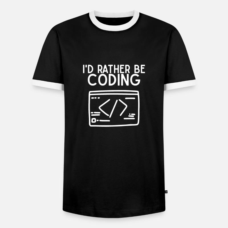 Id Rather Be Coding - Men's Ringer Shirt - black/white