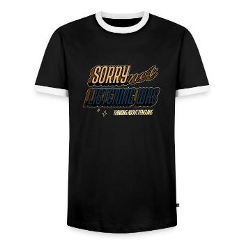 Comic Zoo Animal Emperor Penguin Animal Dancing - Men's Ringer Shirt - black/white - Front - AI Model Female 172 light (172cm) & AI Model Male 178 light (178cm)