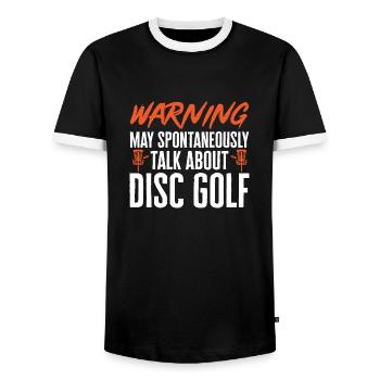 Discgolf Disc Golf Frisbee - Männer Kontrast-T-Shirt - Schwarz/Weiß - Vorne - AI Model Female 172 light (172cm) & AI Model Male 178 light (178cm)