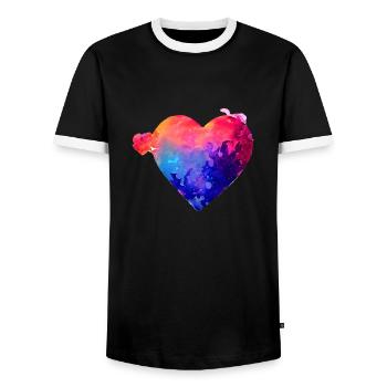 Valentine's Day Mother's Day Love Wedding Engagement - Men's Ringer Shirt - black/white - Front - AI Model Female 172 light (172cm) & AI Model Male 178 light (178cm)