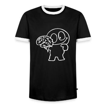 Idiot use your brain - Men's Ringer Shirt - black/white - Front - AI Model Female 172 light (172cm) & AI Model Male 178 light (178cm)