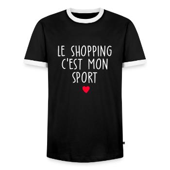 le shopping c est mon sport / cadeau humour femme - T-shirt contrasté Homme - noir/blanc - Devant - AI Model Female 172 light (172cm) & AI Model Male 178 light (178cm)