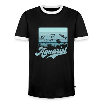 Aquarist Aquarium Owner Fish Keeping - Men's Ringer Shirt - black/white - Front - AI Model Female 172 light (172cm) & AI Model Male 178 light (178cm)