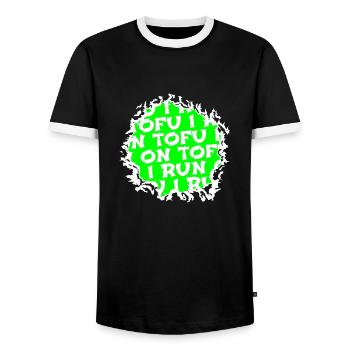 vegetarian joke birthday plant go vegan vegetable - Men's Ringer Shirt - black/white - Front - AI Model Female 172 light (172cm) & AI Model Male 178 light (178cm)