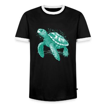 Turtles are great and beautiful sea creatures - Men's Ringer Shirt - black/white - Front - AI Model Female 172 light (172cm) & AI Model Male 178 light (178cm)