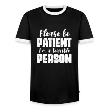 Please be patient I'm a terrible person - Männer Kontrast-T-Shirt - Schwarz/Weiß - Vorne - AI Model Female 172 light (172cm) & AI Model Male 178 light (178cm)