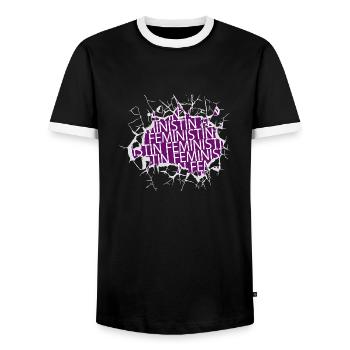 womancontest danke female ansage frauenpower women - Männer Kontrast-T-Shirt - Schwarz/Weiß - Vorne - AI Model Female 172 light (172cm) & AI Model Male 178 light (178cm)