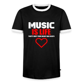 life music logo - Men's Ringer Shirt - black/white - Front - AI Model Female 172 light (172cm) & AI Model Male 178 light (178cm)